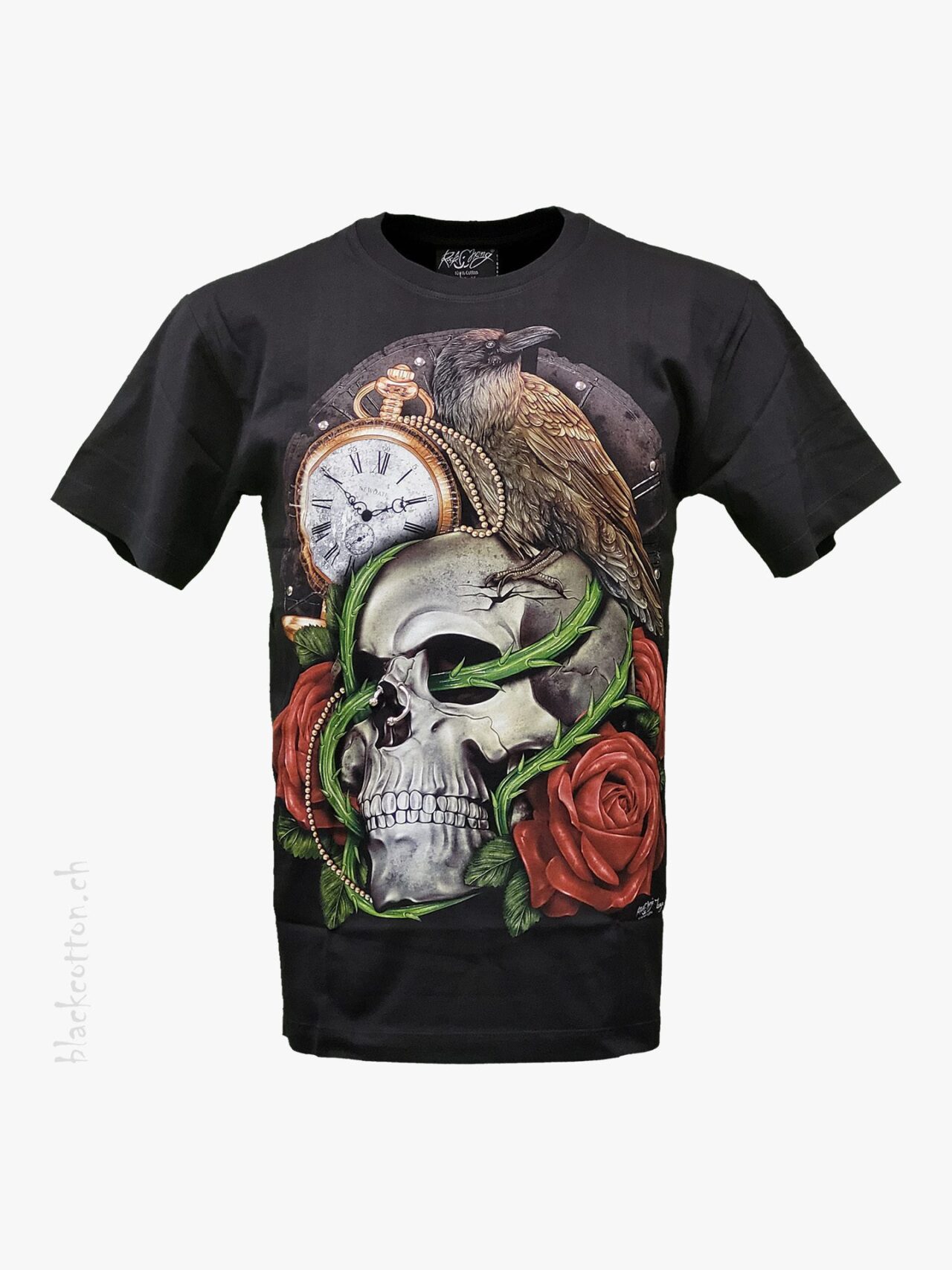 T-Shirt Totenkopf Rose Glow-in-the-Dark ROCK CHANG