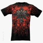 T-Shirt Totenkopf Flammen Kreuz ROCK EAGLE