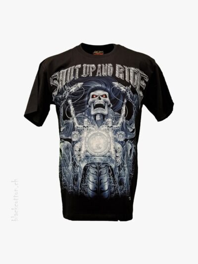 Shut Up And Ride T-Shirt Totenkopf Motorrad ROCK CHANG Glow in the Dark
