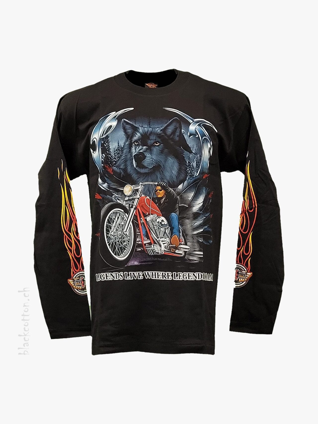 Langarm-Shirt Wolfskopf Biker Motorrad ROCK EAGLE