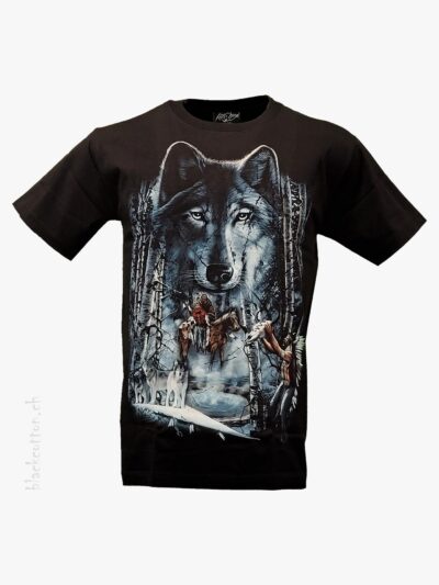 T-Shirt Wolfskopf Wolfsrudel Indianer ROCK CHANG