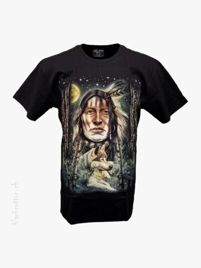 T-Shirt Wolf Indianer Mond ROCK CHANG Glow in the Dark